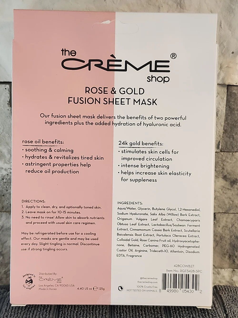 The Crème Shop Rose & Gold Fusion Sheet Mask - Pink/Gold